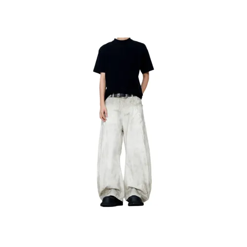 DUATOGE Джинсы Мужские Белый Грязь