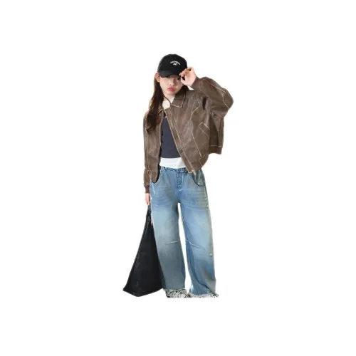 Genius Pooh Кожа Куртка Джинсы Одежда Комплекты Школьный возраст Повседневная Спортивная одежда