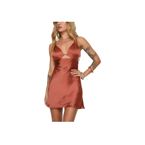 PRINCESS POLLY ALEXO Мини Платье Slip Платье Женское RUST Ржаво-красный
