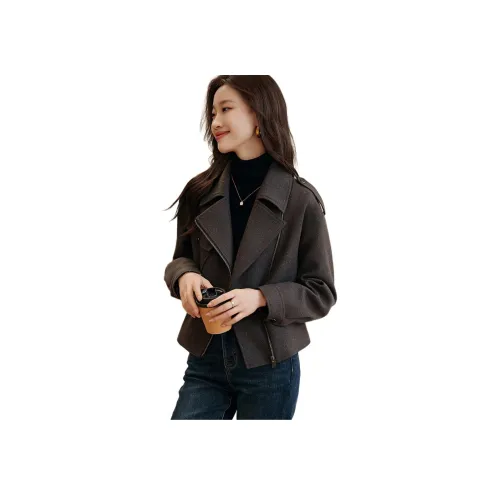 Mo Han Yi Mei Куртки Пальто Женские Темный Фотиния Серый