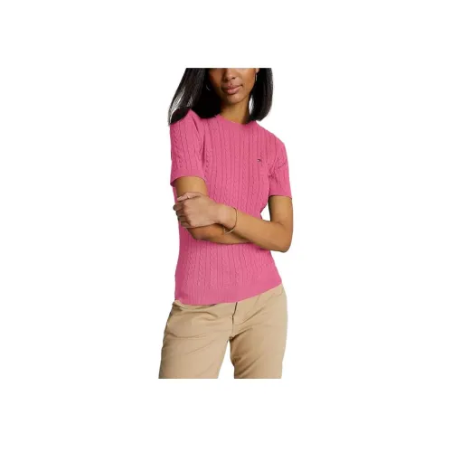 Tommy Hilfiger CABLE KNIT Короткий рукав Свитер Свитера Розовый Taffy T Рубашка Женские Розовый