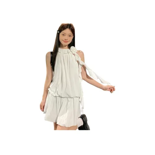 JOSR Без рукавов Платье Женское Белое