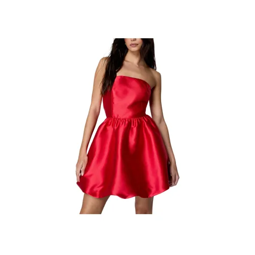 NASTY GAL Премиум Сатин Кружево Вверх Бонет Корсет Топ Без рукавов Платье Женские Красный