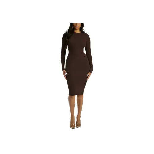 NAKED WARDROBE NW Sculpt Платье-миди Длинное с длинными рукавами Платье Женское