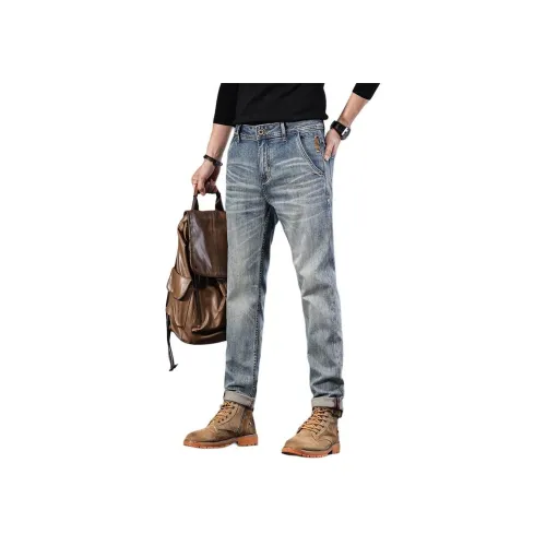 ZENGZHI Весенние и летние джинсы облегающий крой прямой крой унисекс