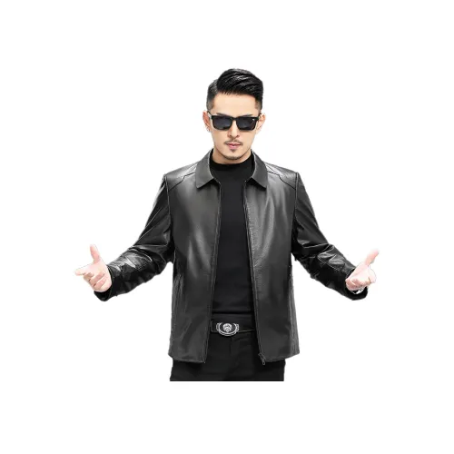 Kaiser Черные Мужские Кожаные Куртки