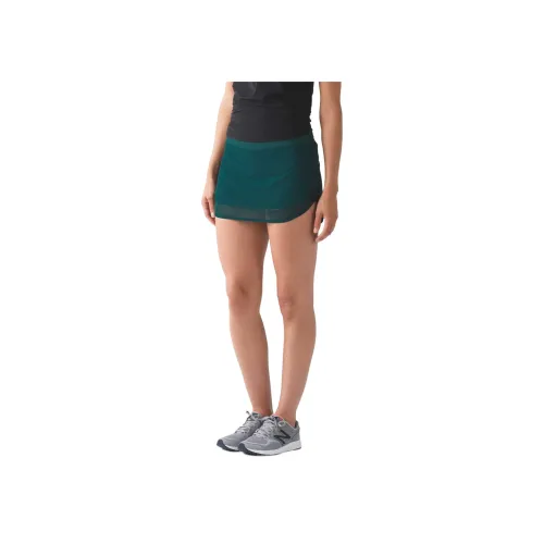 lululemon Hotty Hot series Повседневная короткая юбка Женская Темно-зеленая