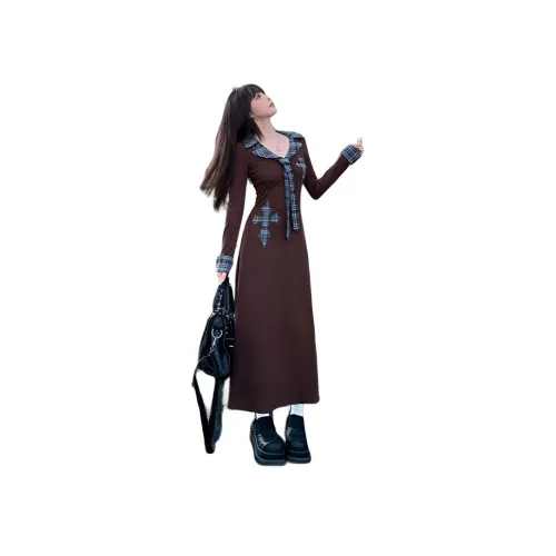 ZVJH Длинное платье с длинными рукавами женское