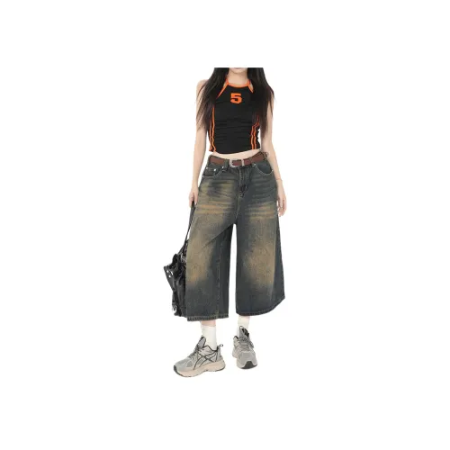 PISYPOX Джинсовые шорты Унисекс Ностальгический синий