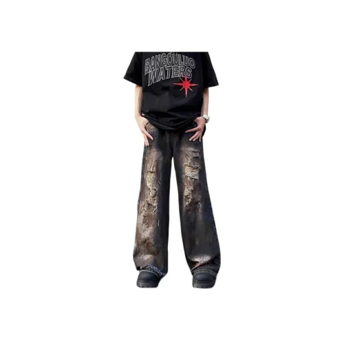 UOOHE Винтажные синие унисекс джинсы