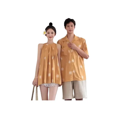 QYPRF Желтый Одежда для пары Женская одежда Верх + Мужская одежда Комплекты Женские Парные комплекты