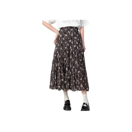 LULUALWAYS Повседневный Длинный Юбка Женские Черный