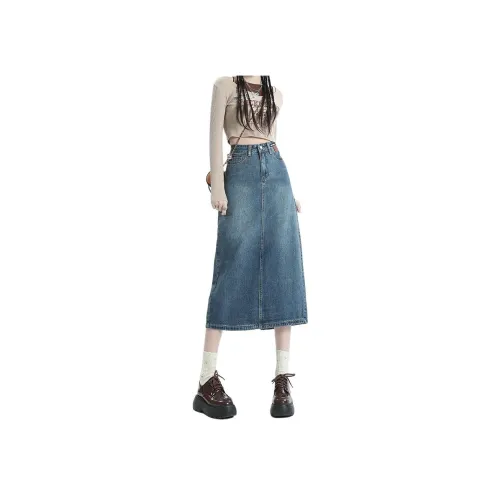 FOREVER 21 Винтажные синие женские джинсовые длинные юбки