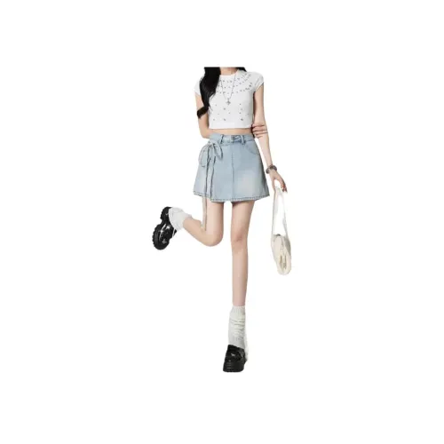 FOREVER 21 Джинсовые короткие юбки Женские