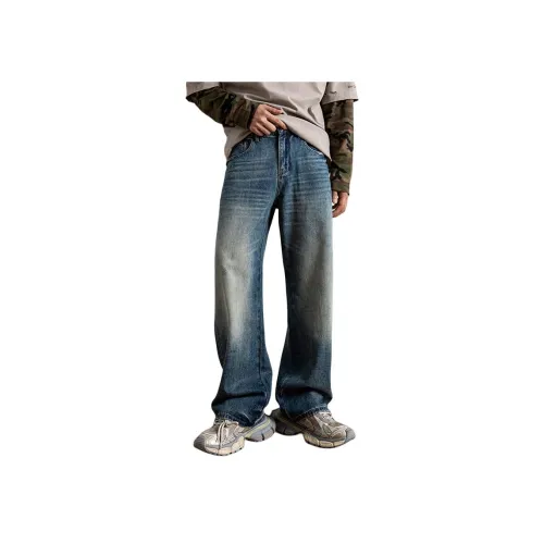 KUXIANSENWENYI Синие унисекс джинсы