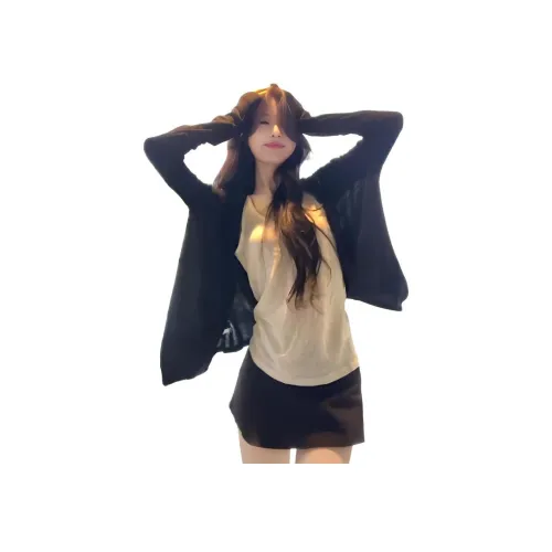 SKYA Черный кардиган с белой майкой женские повседневные костюмы