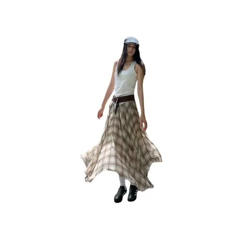 ZXBY Коричневый Женские Повседневные Длинные Юбки