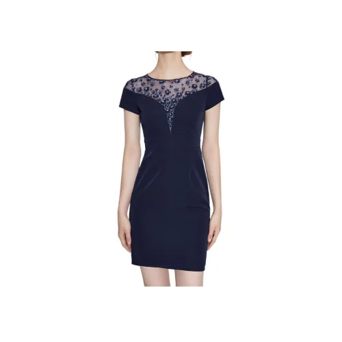 Badgley Mischka Короткий рукав Платье Женское Темно-синий
