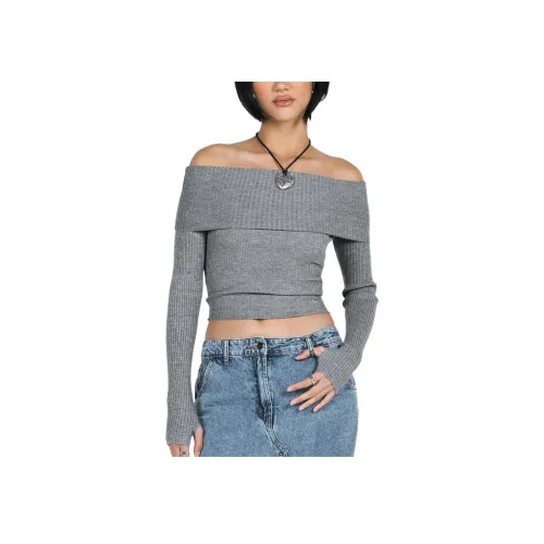 PRINCESS POLLY MORLEY OFF Плечо Свитер Трикотаж Женский GREY MARLE Мраморный Серый