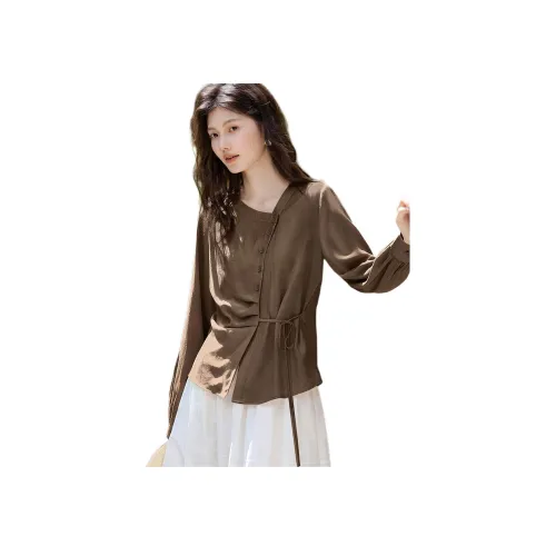 XWI Кофе Длинный рукав Женские рубашки