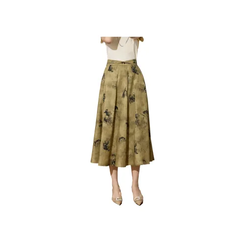 SMEN Повседневная длинная юбка женская хаки