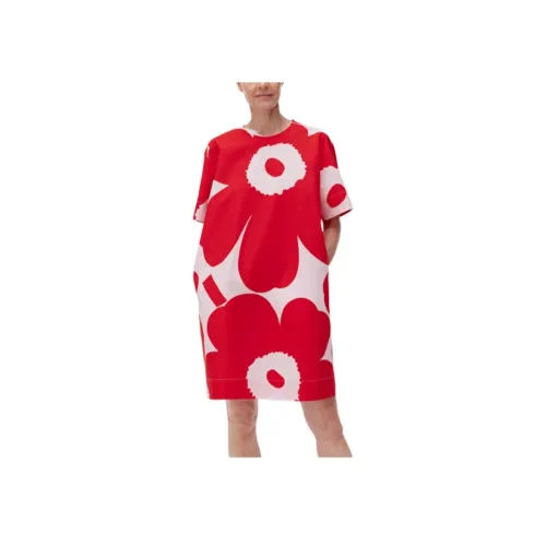 MARIMEKKO Red/Light-pink Женские Короткие Платья с Рукавами