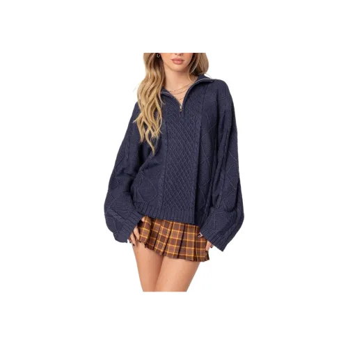 Edikted OVERSIZED Quarter Zip CABLE KNIT Свитер Женские