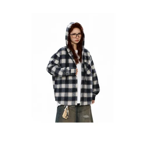 GANGZAI Черная рубашка в клетку унисекс