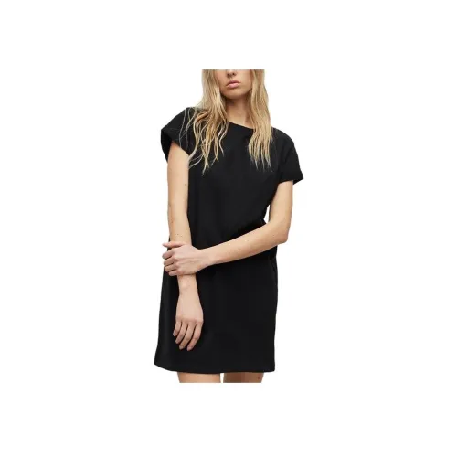 ALLSAINTS Черное Женское Короткое Платье с Рукавами