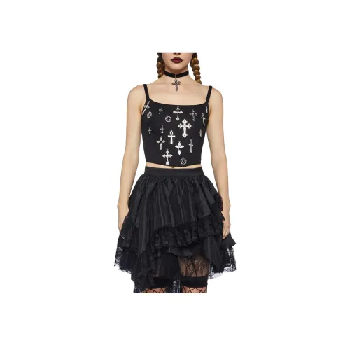 Dolls Kill Widow Idol Worship Corset Top Топ на бретелях Женские Черный Черный