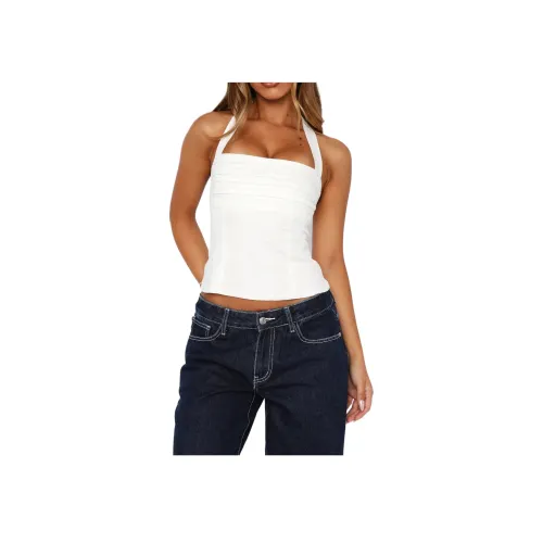 WHITE FOX Плиссированный топ с халтером топ на бретелях женский