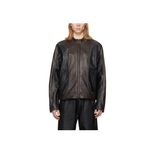DIESEL Кожа Куртка Мужская Черная Коричневая