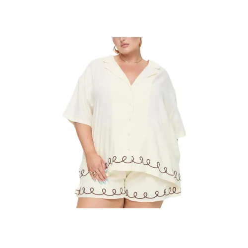 PRINCESS POLLY JAMARI Linen Blend Shirt Women's Cream Cream