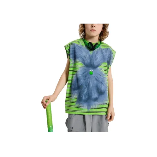 Woobaby Майка SS25 Monster Bunny Зеленые полосы Узор Дети 3-7 лет