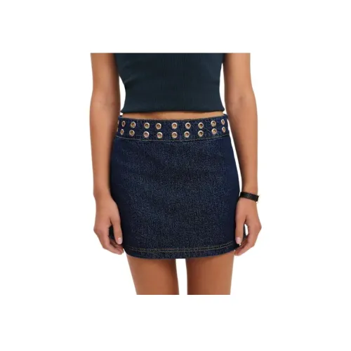 REFORMATION Jaylene MID Шаговый шов Деним Мини Юбка Джинсовые Короткие Юбки Женские