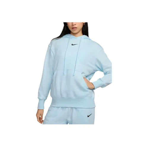 nike Sportswear Phoenix Fleece Большой Силуэт Пуловер с капюшоном из ткани с петлями Женская худи Ледниково-голубой