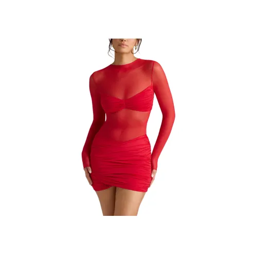 OH POLLY Essie Длинный Sleeved Платье Женское Огненно-красный Огненно-красный