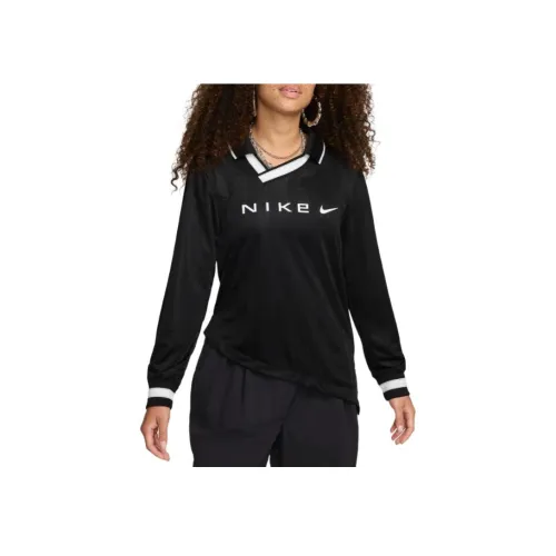 nike Dri FIT Жаккард Длинный рукав Джерси Поло Женские Черный