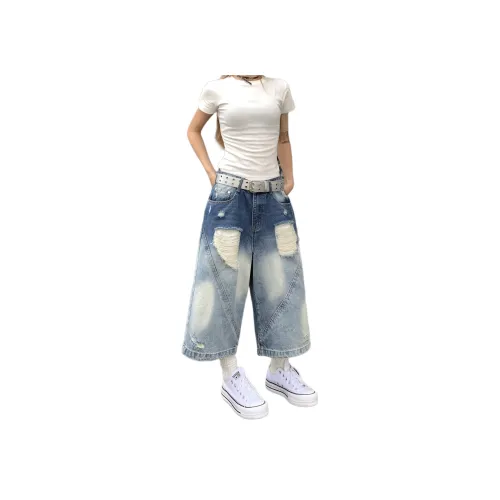 NEVER RULE Градиентный синий Унисекс Джинсовые шорты