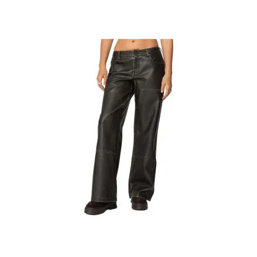 Edikted Винтаж Промытый Искусственная кожа Брюки Кожаные штаны Женские