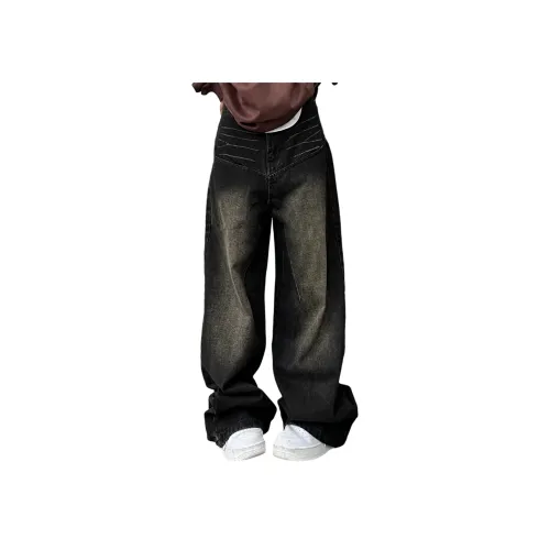 GANGZAI Черные Унисекс Джинсы