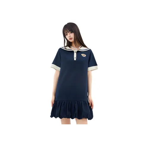 LALABOBO Короткое платье с короткими рукавами женское