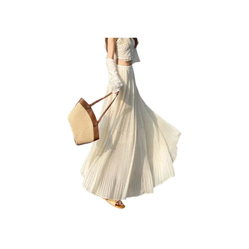 Wbwq Повседневный Длинный Юбка Женские Абрикос