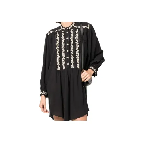 ISABEL MARANT Черное Женское Длинное Платье с Рукавами
