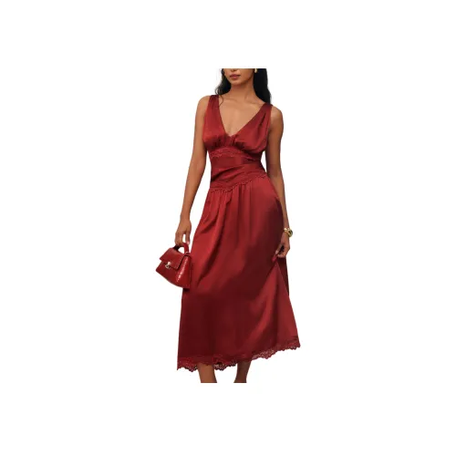 Reformation Stasia Шелковое Платье Без Рукавов Женское Sangre Красный