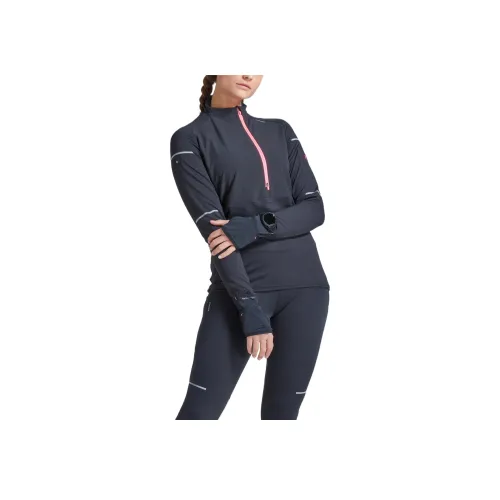 DECATHLON Реглан-рукав Т-рубашка Женская Черный Неон Розовый