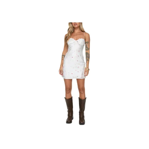 PRINCESS POLLY SNOWBIRD Мини Платье Slip Платье Женское Белое Цветочный Белый Цветочный