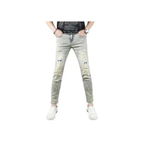 JIKENDI Светло-синие, длина до щиколотки, мужские джинсы