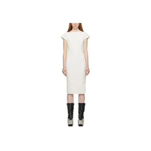 RICK OWENS Белое Женское Короткое Платье с Рукавами