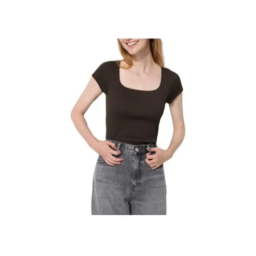 UNIQLO T-рубашка женская темно-коричневый